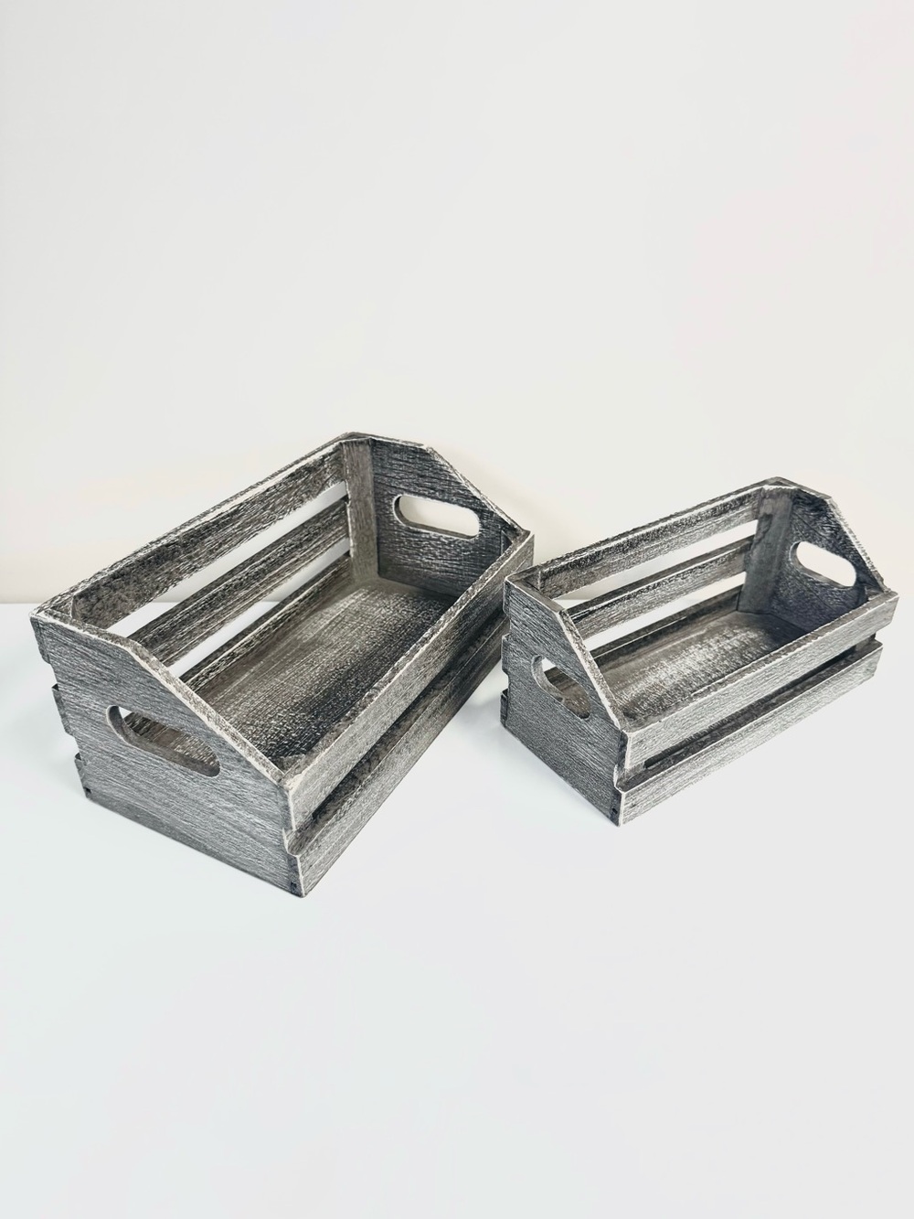Hobby Lobby Wood Crate Set Gray Wash 2-Piece NWT
